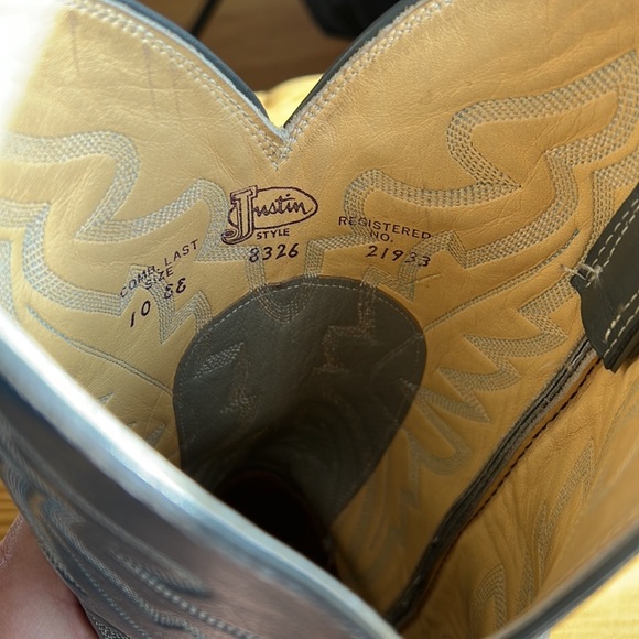 🛍️Vintage⚡️lizard/leather grey men's Justin cowboy boots 10EE - Picture 3 of 7